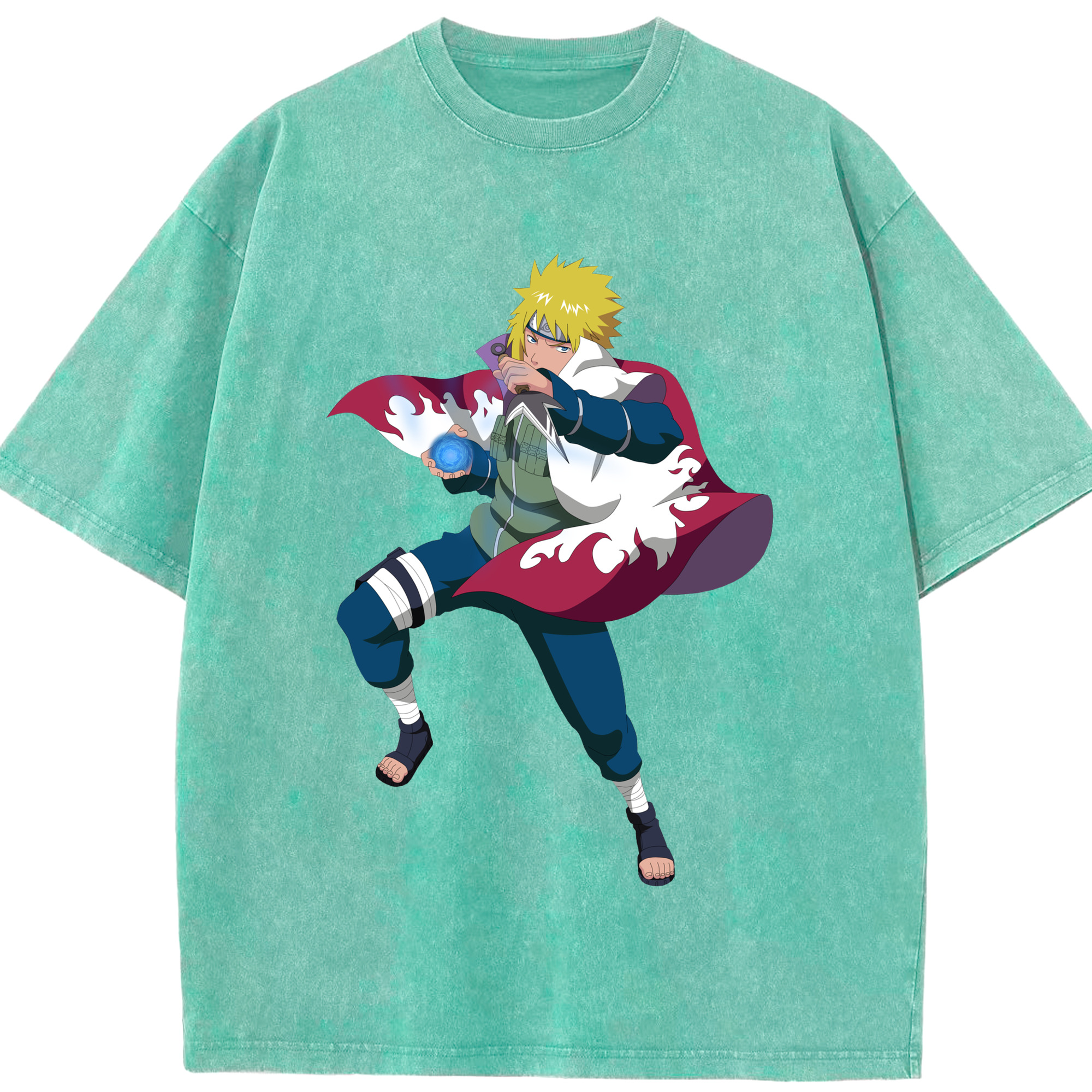 （画像用） NARUTO -ナルト- 波風 ミナト Namikaze Minato 綿100% ヴィンテージ風 半袖Tシャツ（フロントプリント）